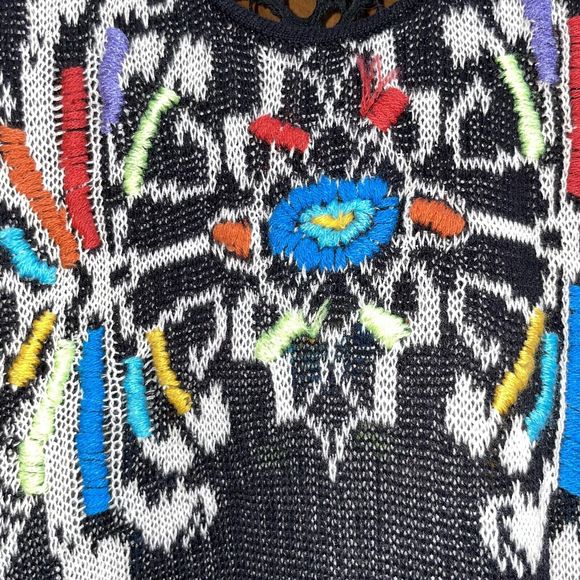 Free People S Black Crochet Tank Sweater with Colorful Floral Embroidery - Picture 4 of 5